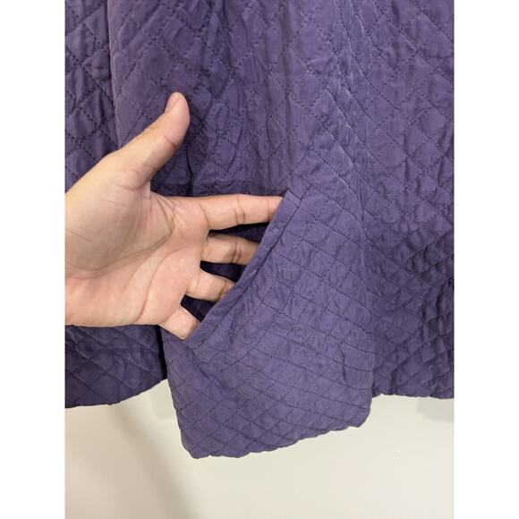 Eileen Fisher Silk Plum 3X Quilted Tussah Crinkle Jacket Asian Lagom Lagenlook - Picture 7 of 16